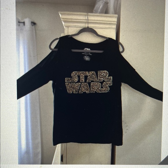 Sequined Star Wars Womens Long Sleeve shoulder cut outs Sz L - Picture 1 of 7
